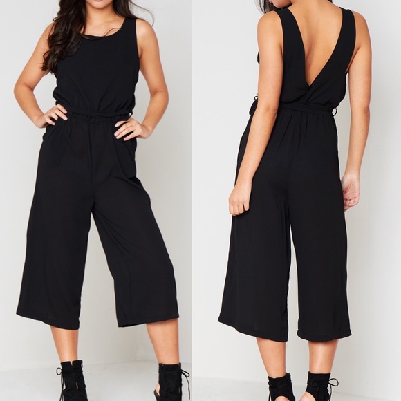 Missy Empire Sammy Black Tie Waist Jumpsuit - Picture 1 of 4
